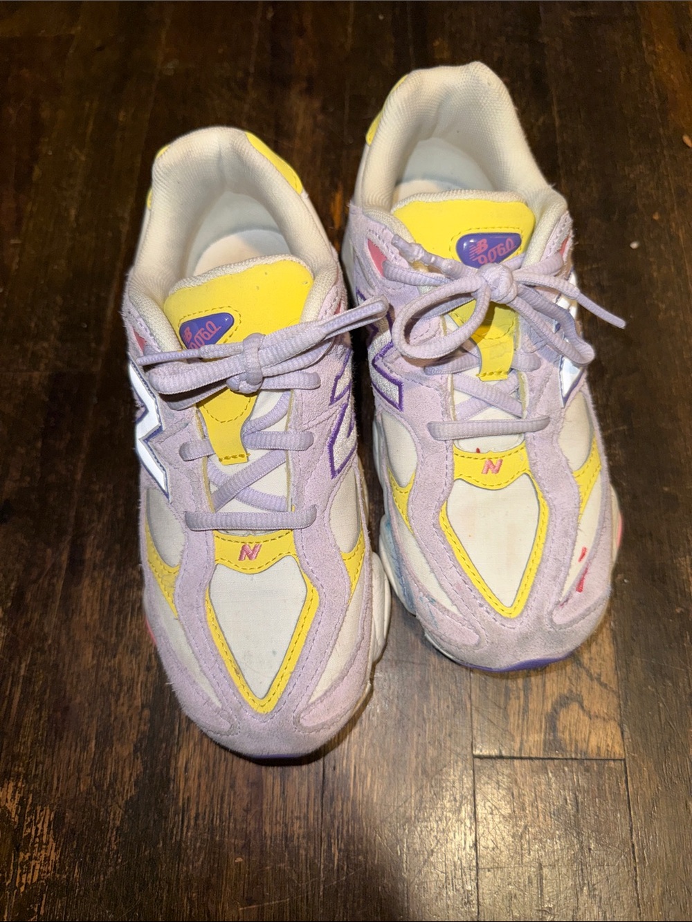 New Balance Kids Lavender and Yellow Athletic Sneakers